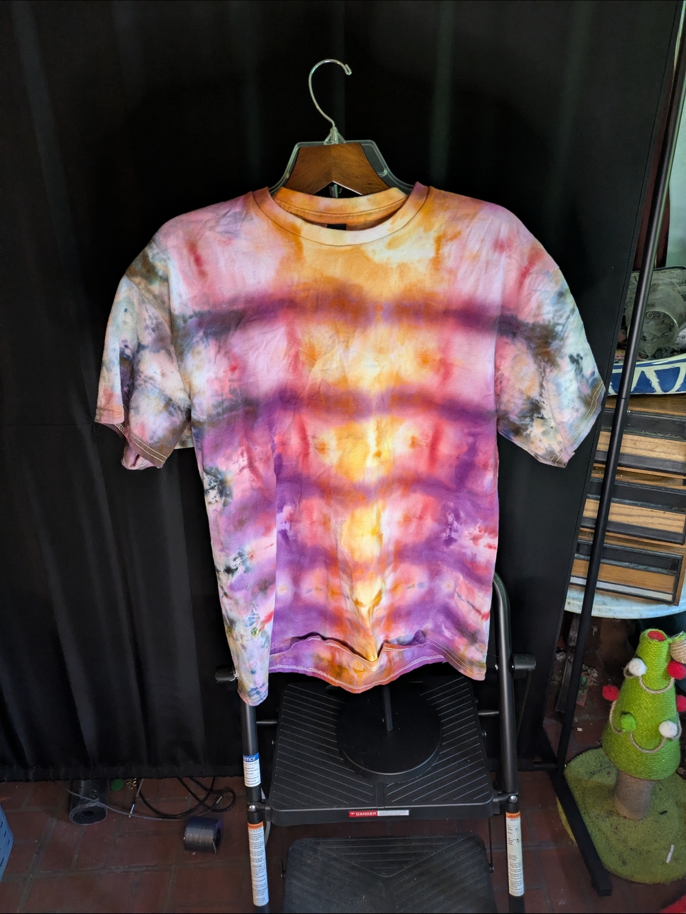 Unisex Size Large Multicolor Handmade Tie Dye T-Shirt #4